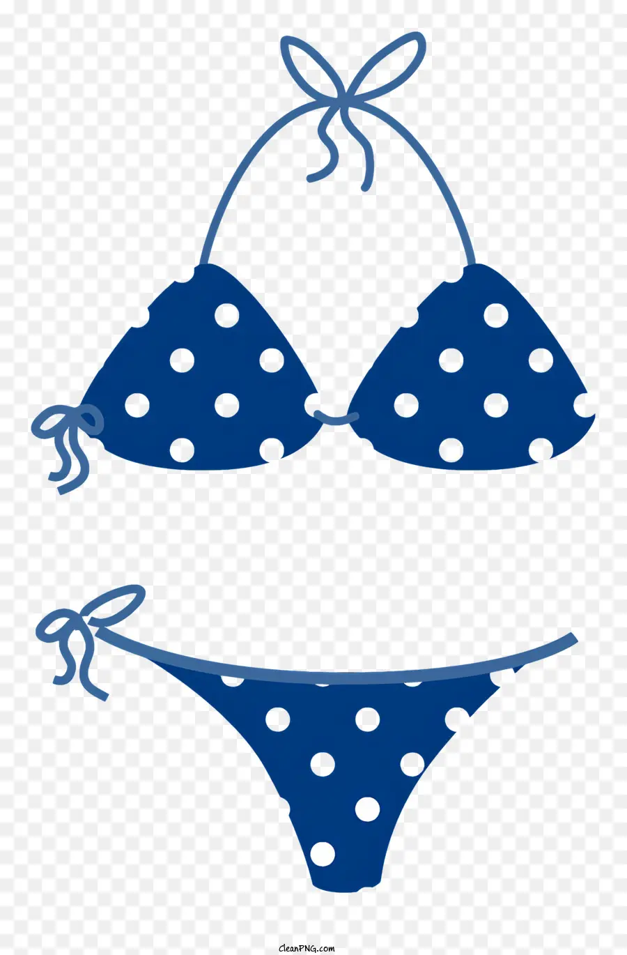 Maillot De Bain，Bikini Bleu à Pois PNG