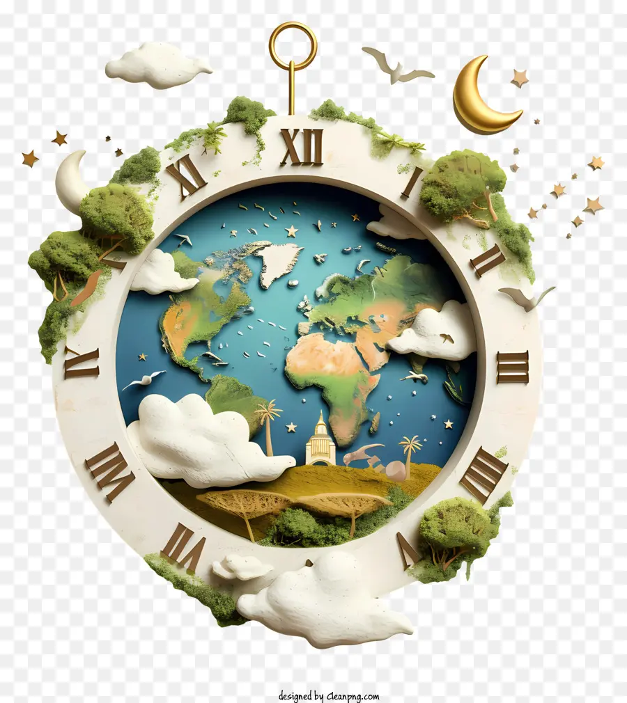 La Journée Mondiale Du Sommeil，Horloge Avec Carte Du Monde PNG