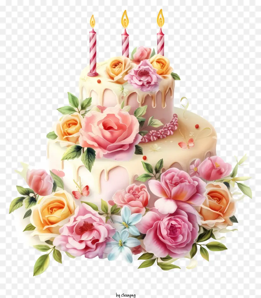 Icône De Gâteau D'anniversaire Et De Fleurs，Gâteau D'anniversaire PNG