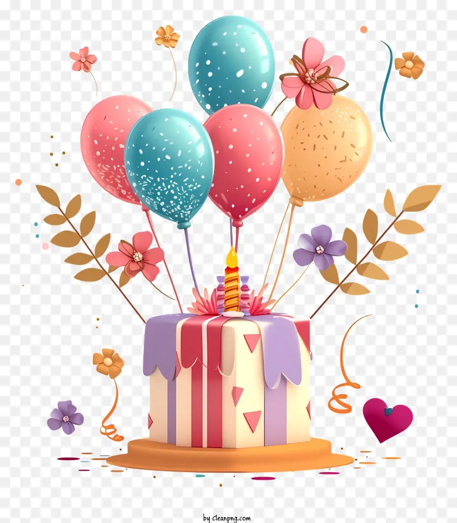 Vector De Décoration D'anniversaire 3d，Gâteau D'anniversaire PNG