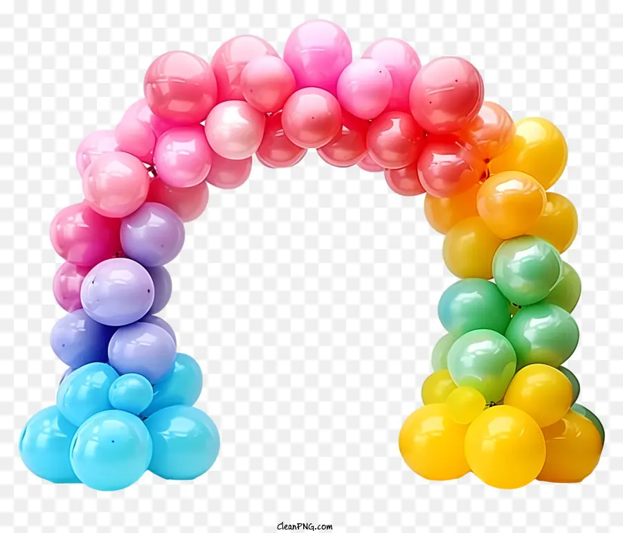 Arche De Ballon D'anniversaire Mignon Et Coloré，Arche Arc En Ciel PNG