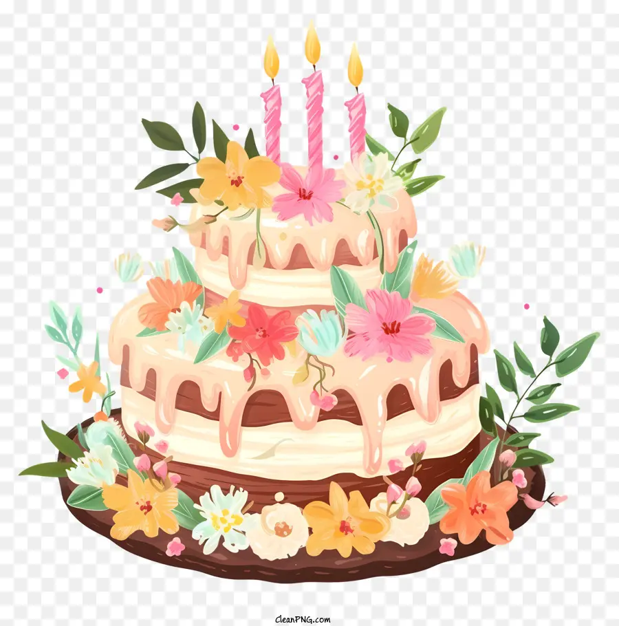 Icône De Gâteau D'anniversaire Et De Fleurs，Gâteau D'anniversaire PNG