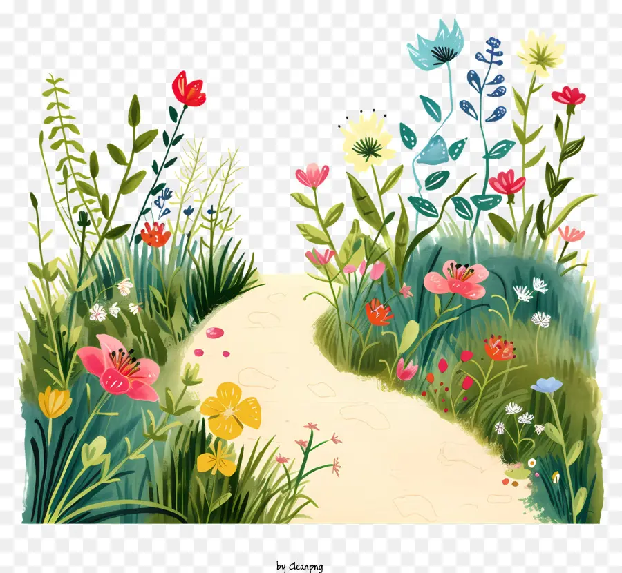 Path De Jardin De Printemps，Illustration De Jardin Vintage PNG