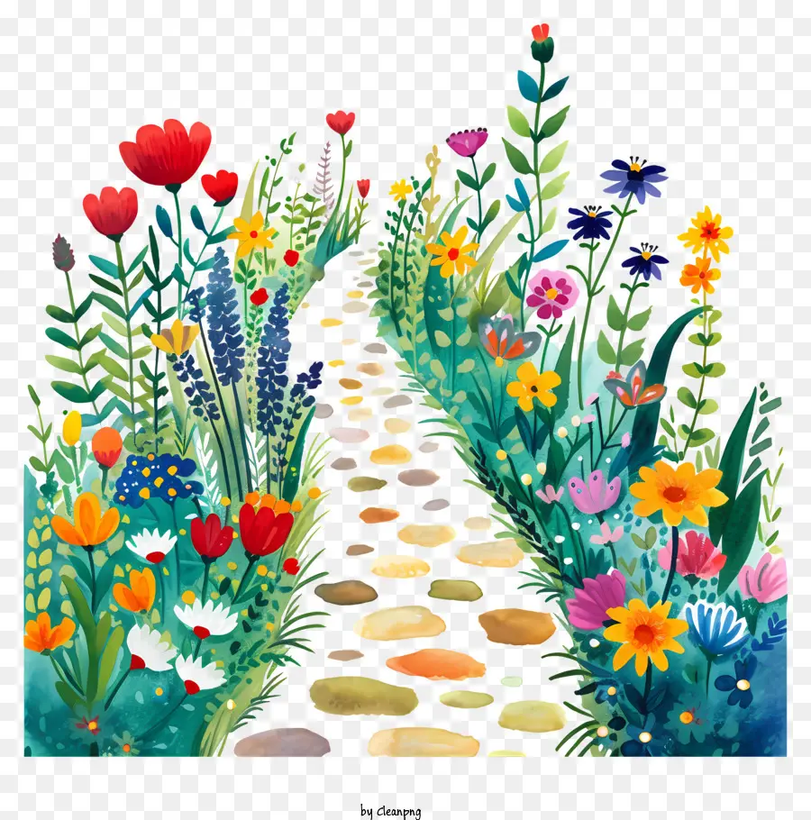 Path De Jardin De Printemps，Le Jardin Des Fleurs PNG
