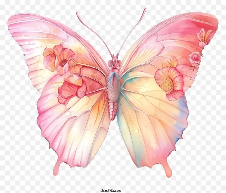 Pastel élégant Papillon，Papillon Rose PNG