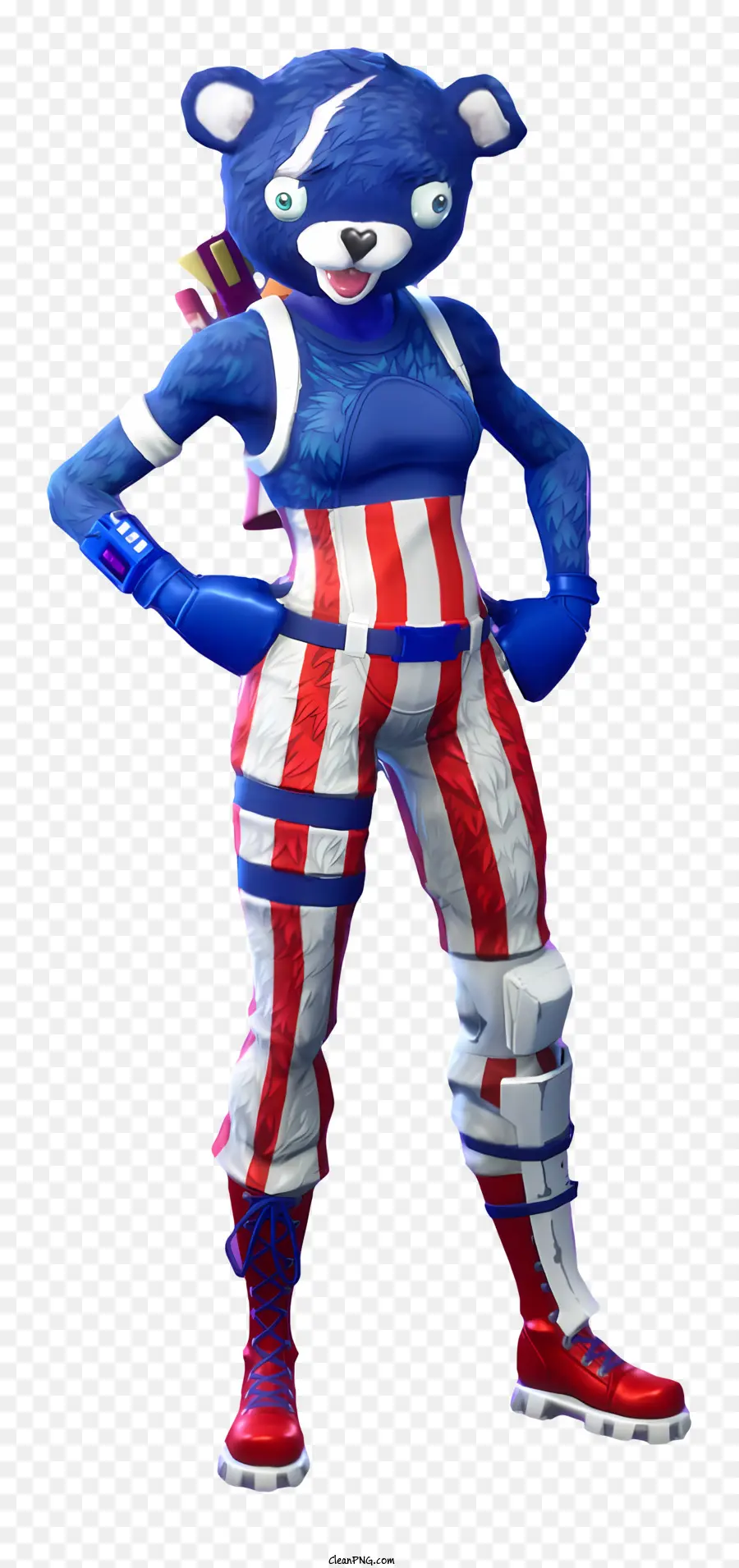 Fortnite，Personnage D'ours En Tenue Patriotique PNG