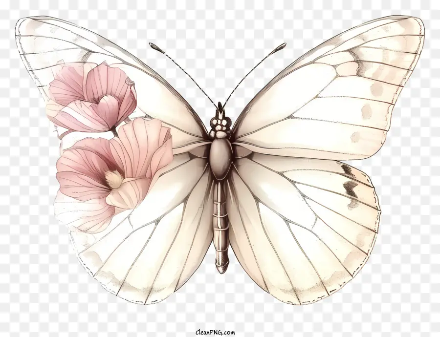 Butterfly élégant Dessiné à La Main，Papillon Blanc PNG