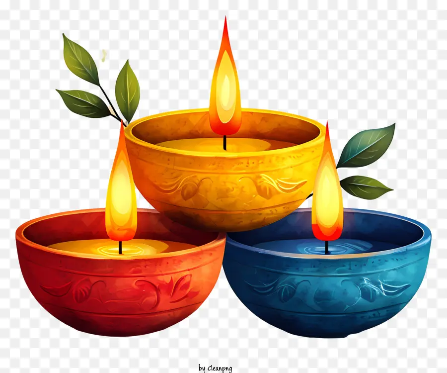 Diwali Lampe，Lampes à Huile Colorées PNG