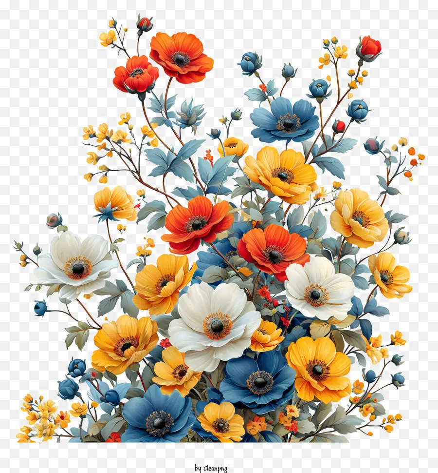 Contexte Du Motif Floral，Gros Bouquet PNG