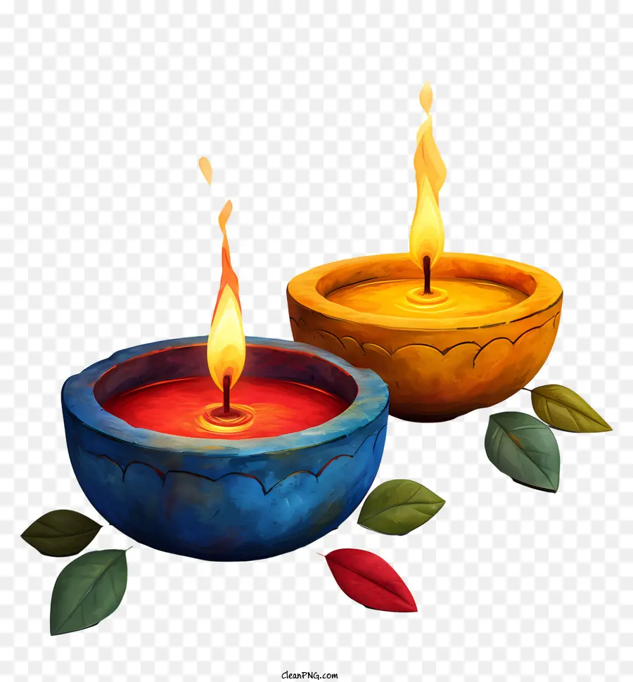 Diwali Lampe，Bougies Colorées PNG