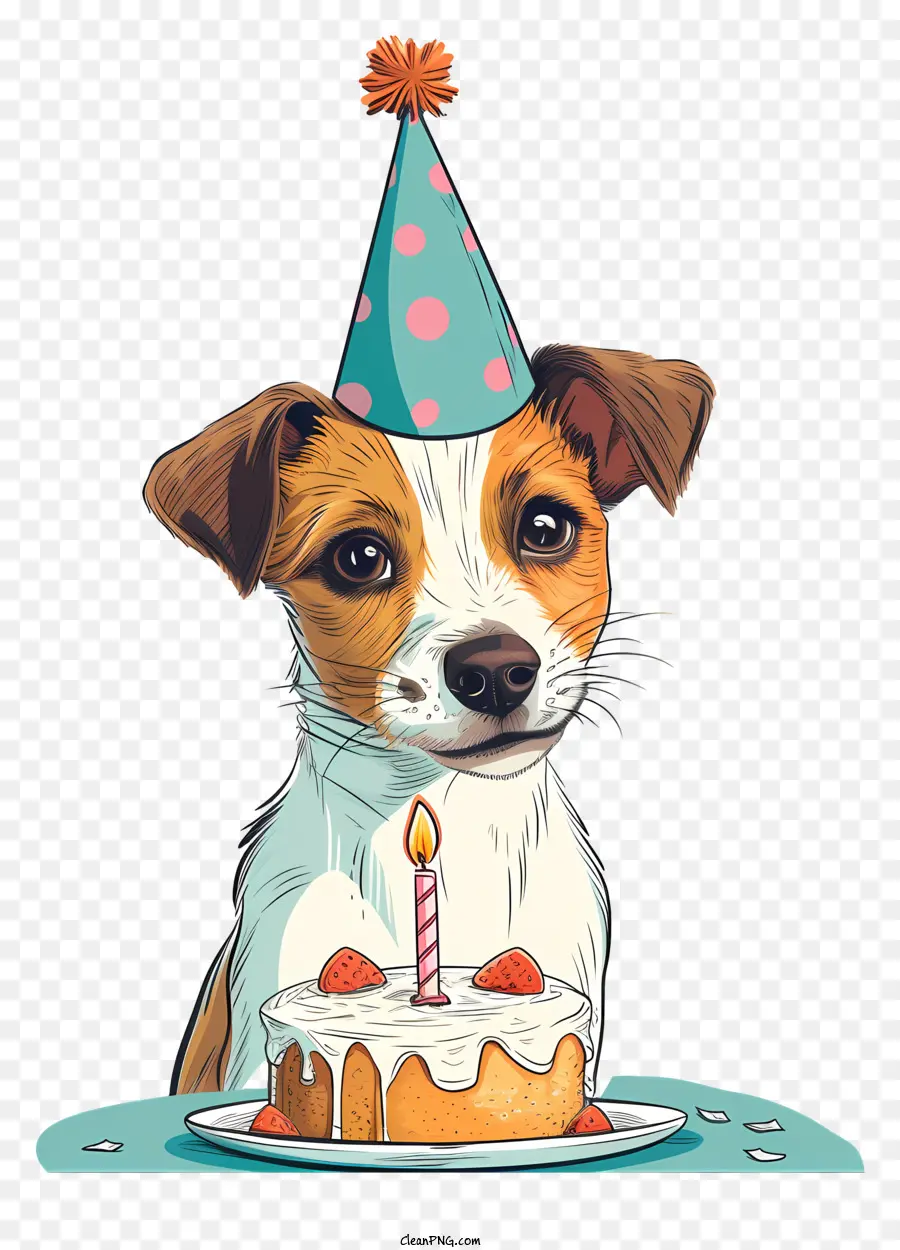 Anniversaire D'animal De Compagnie，Chien De Dessin Animé Avec Gâteau D'anniversaire PNG