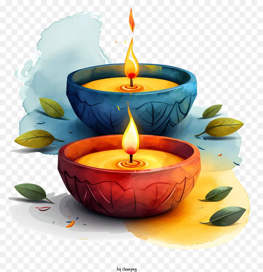Diwali Lampe，Les Bougies Allumées PNG