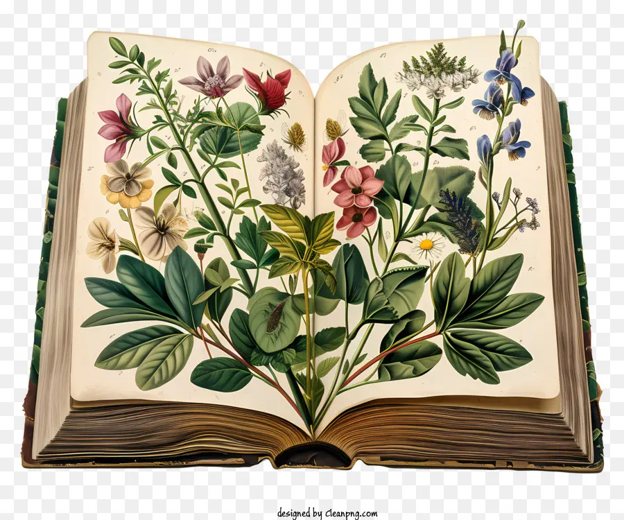 Livre Ouvert，Types De Fleurs Et De Plantes PNG