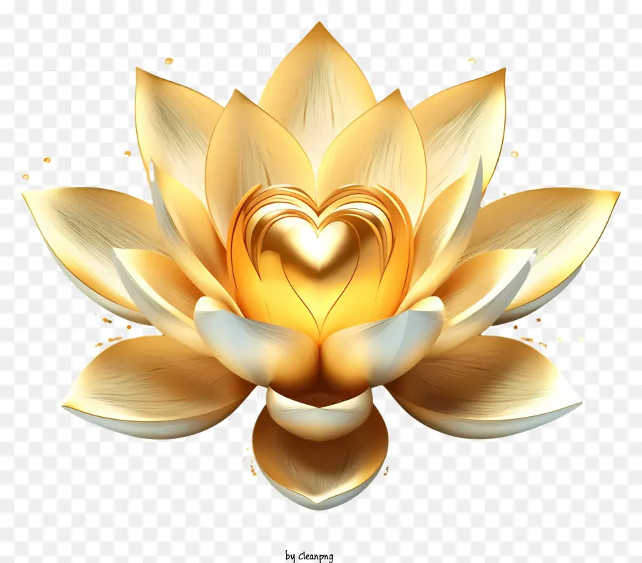 Heart D'or Dans Lotus，Fleur De Lotus PNG