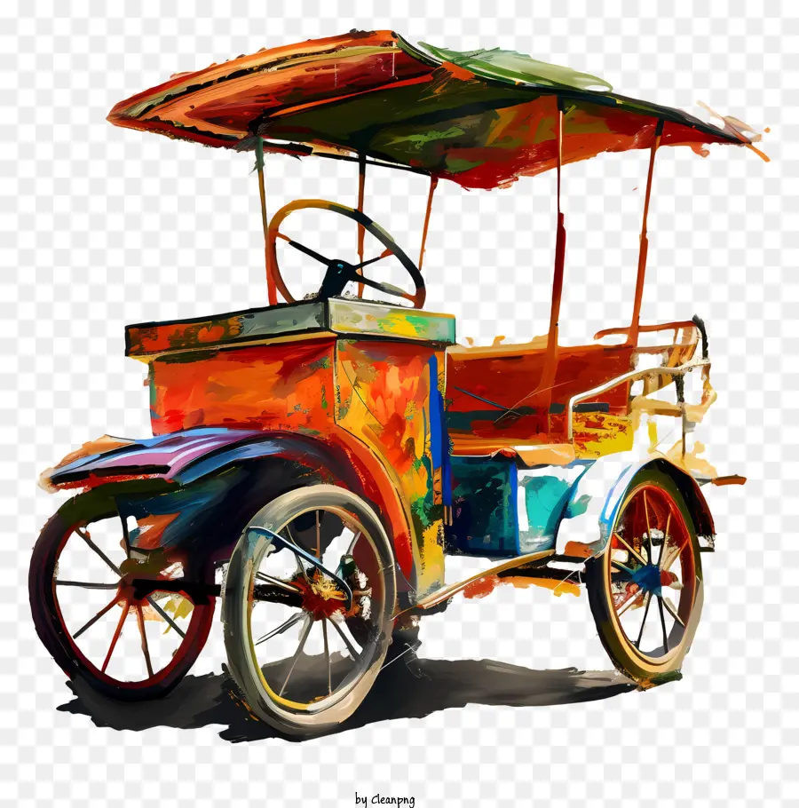 De Pousse Pousse，Peinture De Voiture Vintage PNG