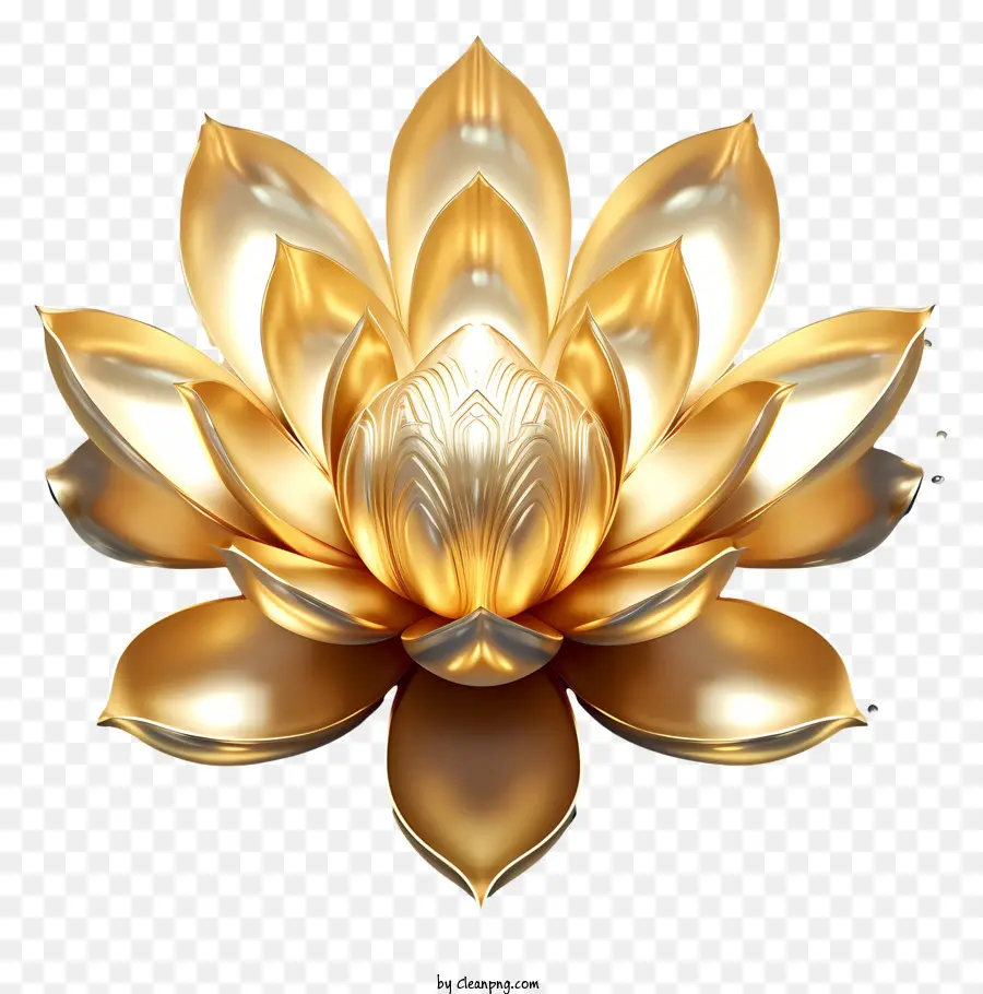 Heart D'or Dans Lotus，Or Fleur De Lotus PNG