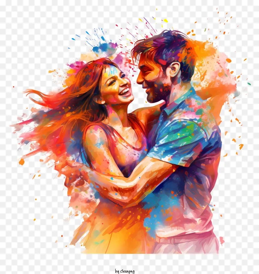 Holi，Couple Coloré PNG