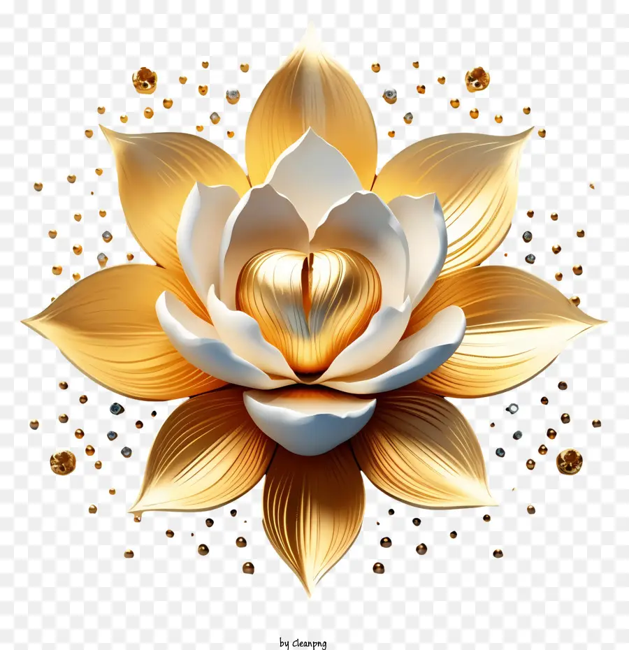 Heart D'or Dans Lotus，Lotus Blanc PNG