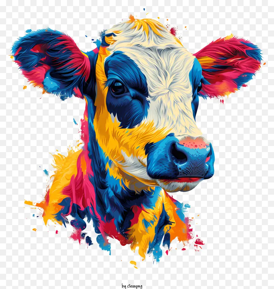 Tête De Vache，Vache Bleue Et Violette PNG
