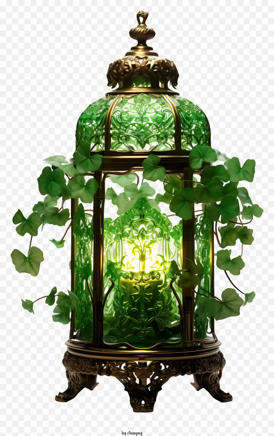 St Patrick Lantern，Cage En Verre Vert PNG