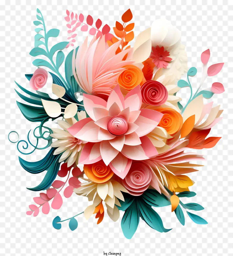 Le Printemps Commence，Fleurs En Papier PNG