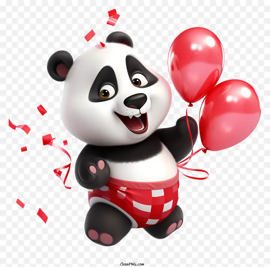 Journée Des Pandas，Panda Avec Des Ballons PNG