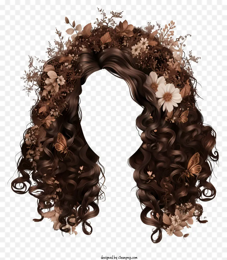 Perruque，Cheveux Fleuris PNG