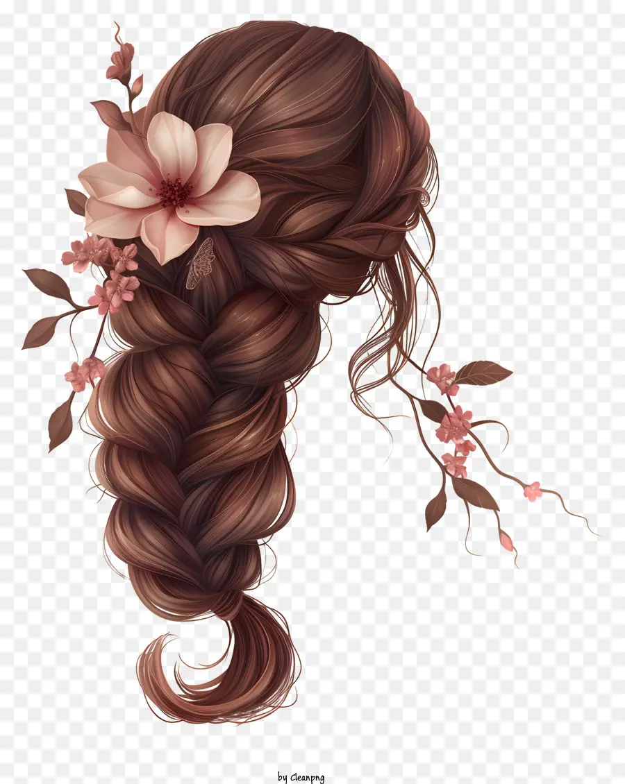 Perruque De Cheveux Tressés，Cheveux Tressés Avec Des Roses PNG