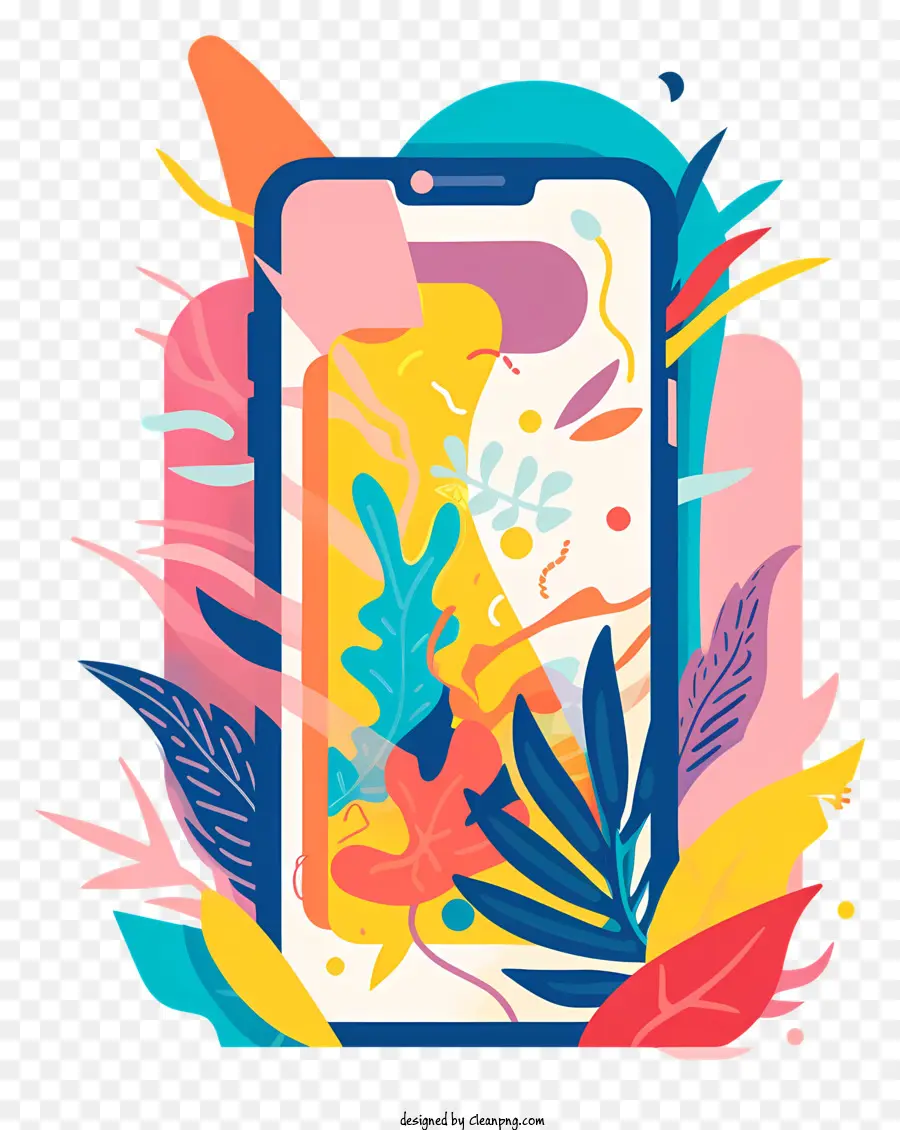 Cadre Iphone，Smartphone Avec Des Fleurs PNG