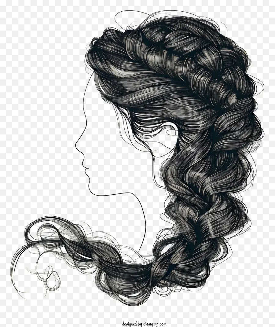 Perruque à Cheveux Tressée，Femme PNG