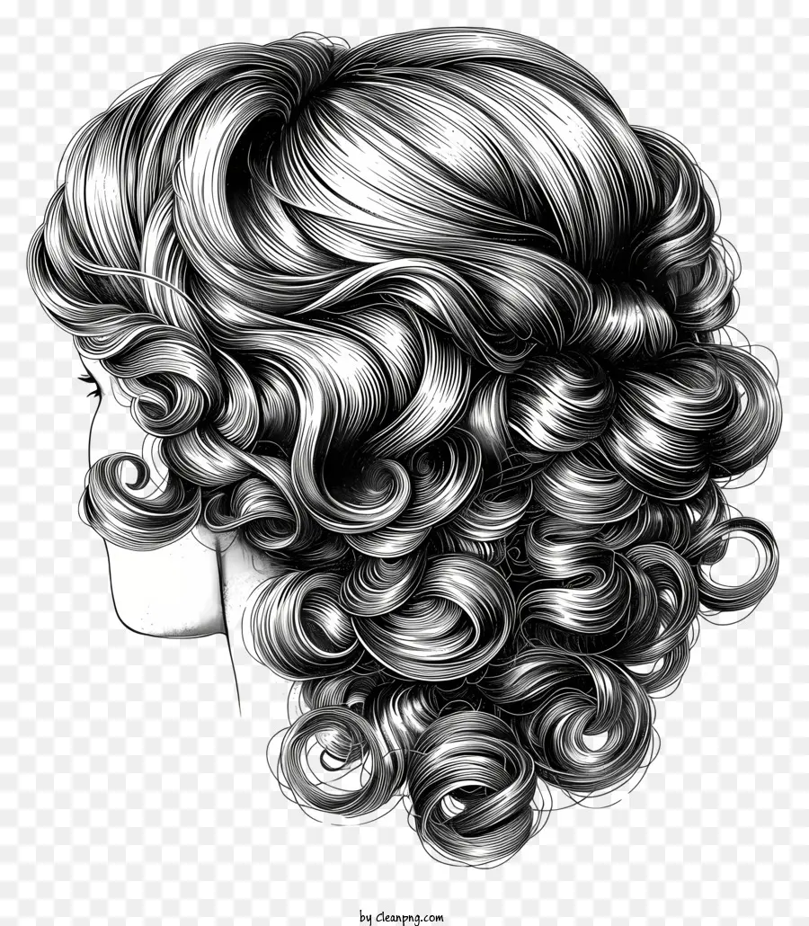 Perruque，Femme Aux Longs Cheveux Bouclés PNG