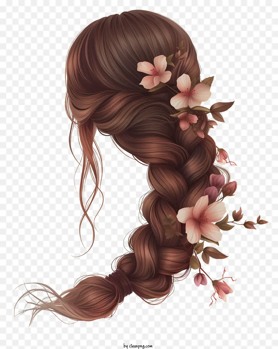 Perruque De Cheveux Tressés，Cheveux Tressés Avec Des Roses PNG