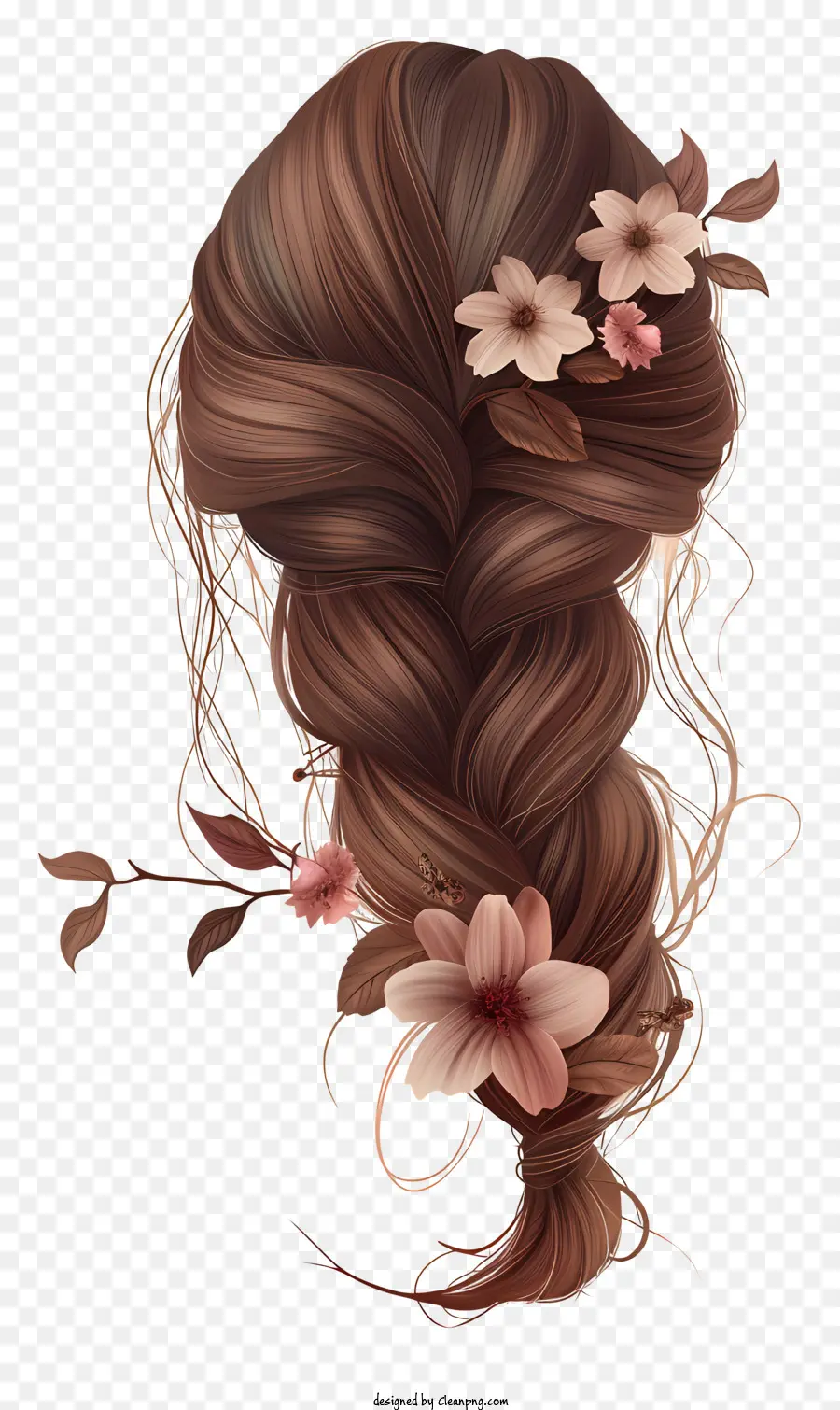 Perruque De Cheveux Tressés，Cheveux Tressés Avec Des Fleurs PNG