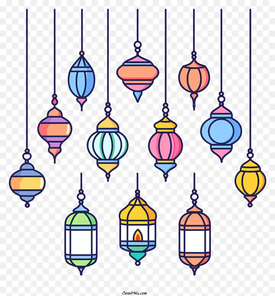 Lampes Islamiques Suspendues，Lanternes Colorées PNG