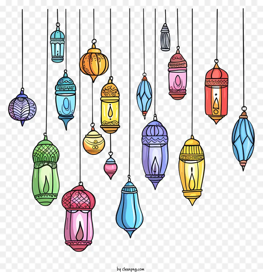 Lampes Islamiques Suspendues，Lampes Colorées PNG