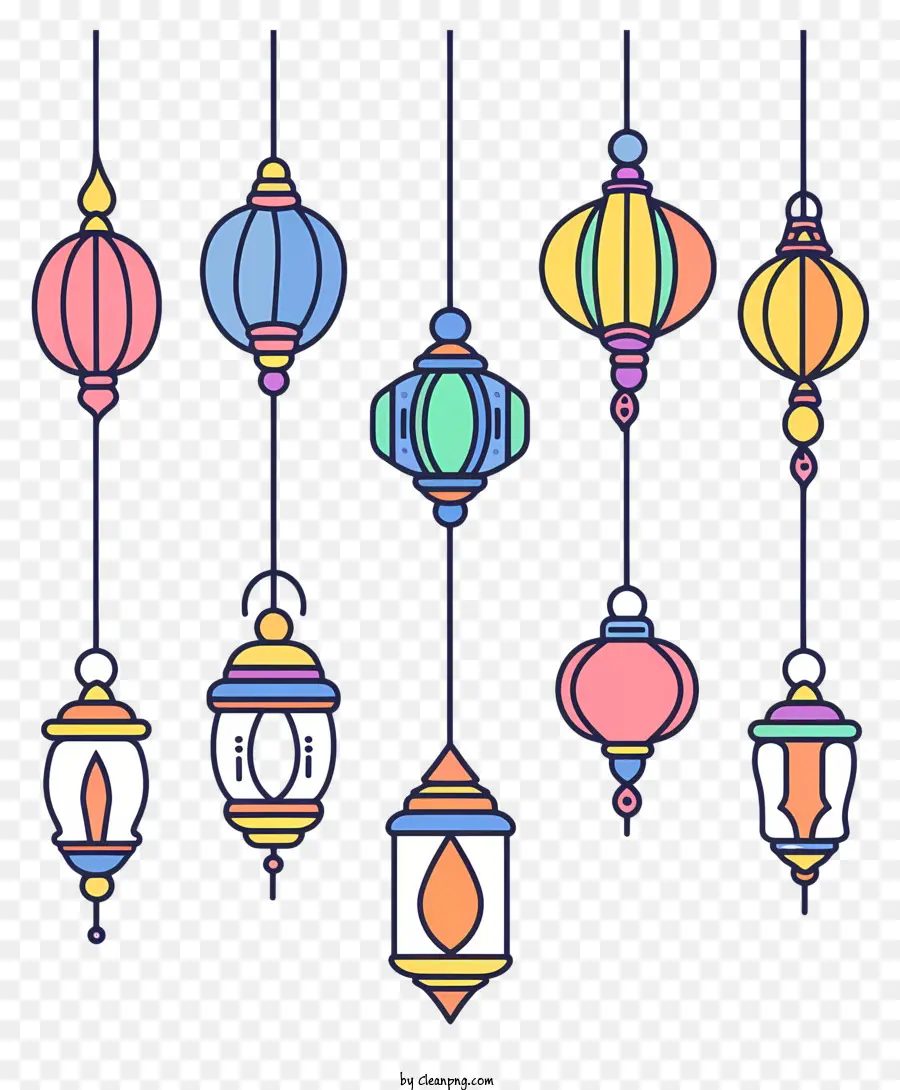 Lampes Islamiques Suspendues，Lanternes Colorées PNG