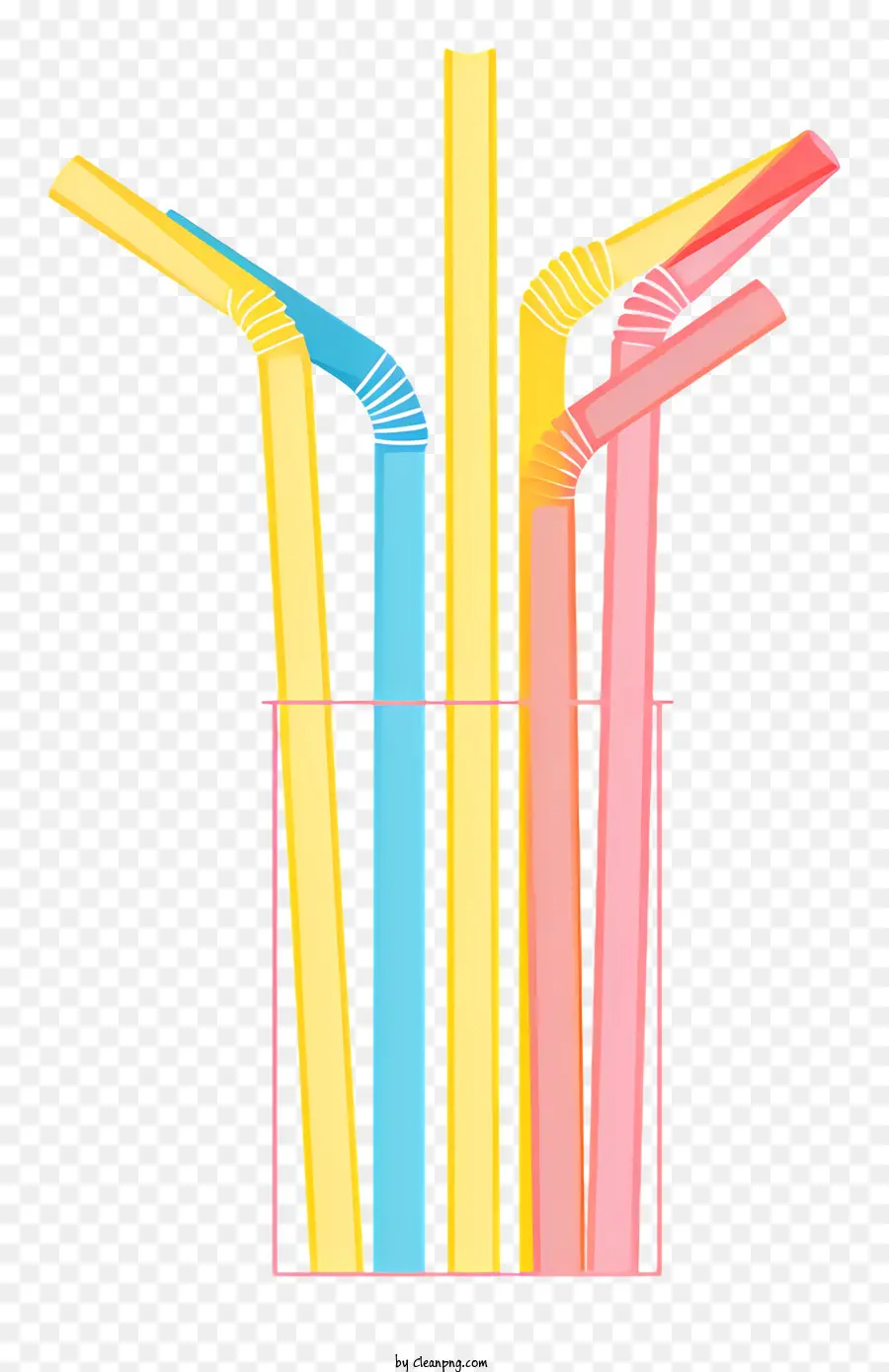 Pailles，Pailles Colorées Dans Un Verre PNG