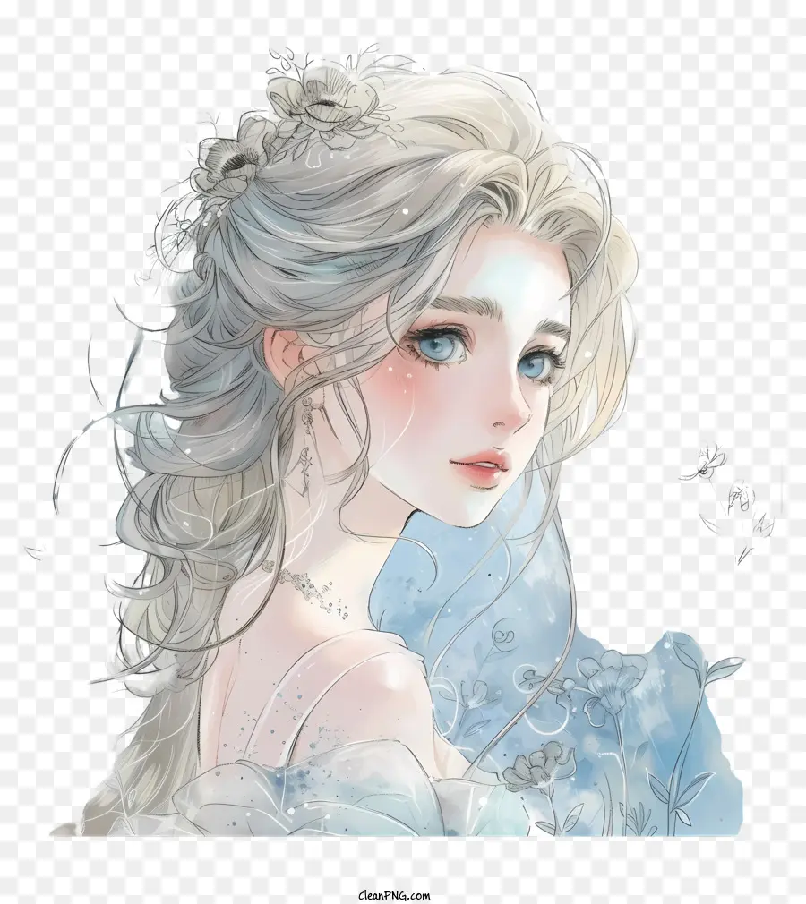 Princesse Disney，Fille Avec Des Fleurs PNG