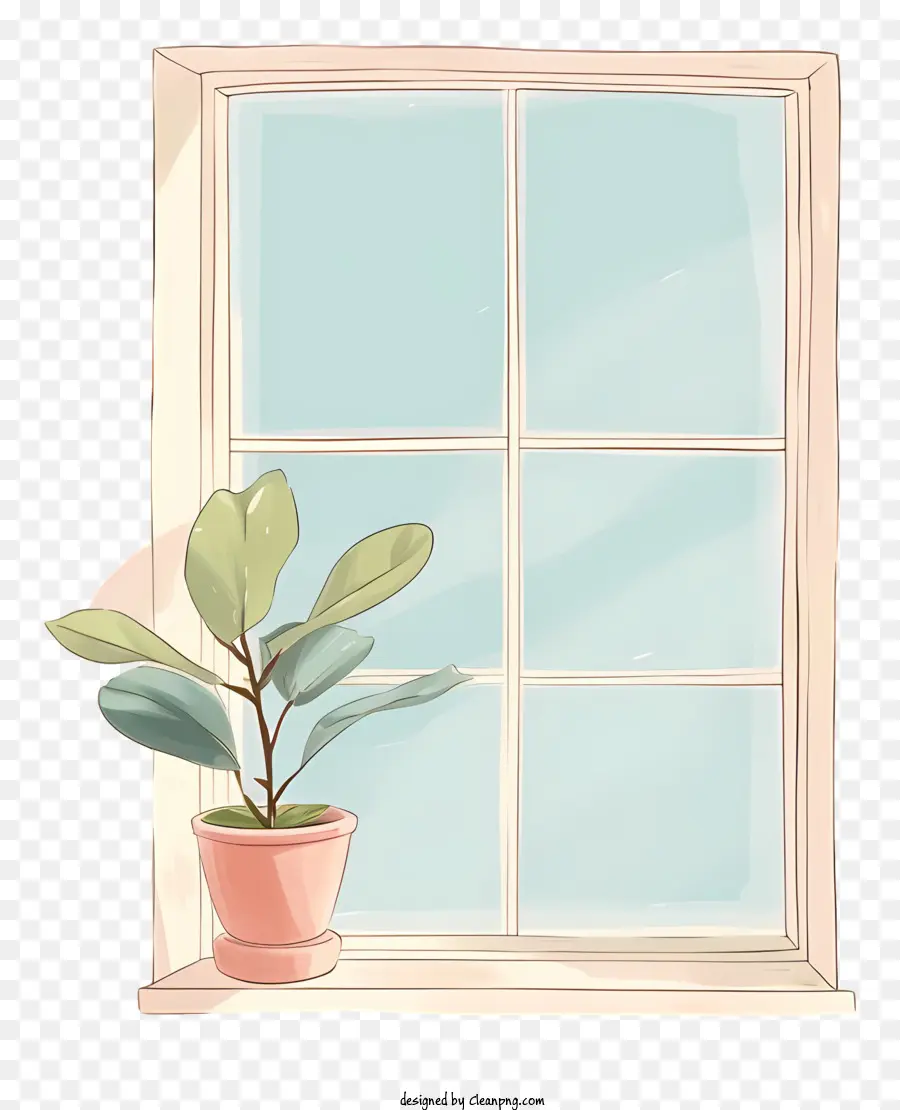 Fenêtre，Plante En Pot PNG