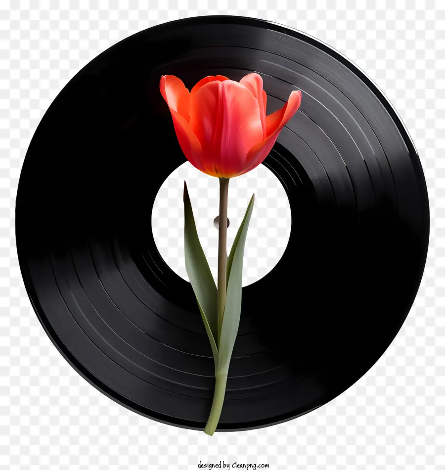 Disque Vinyle，Tulipe Rouge PNG