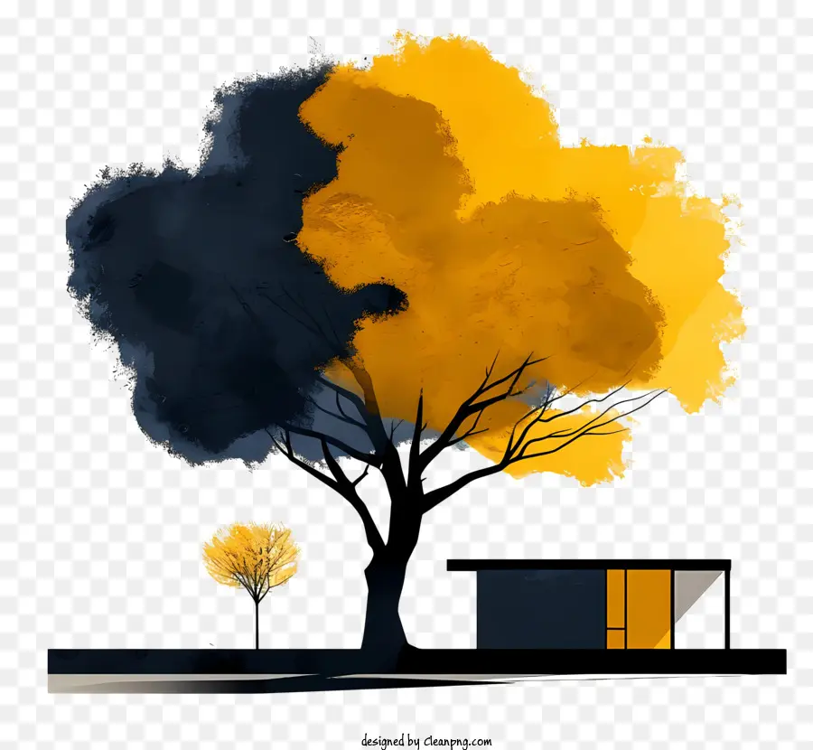 Arbre Architectural，Arbre Et Maison PNG