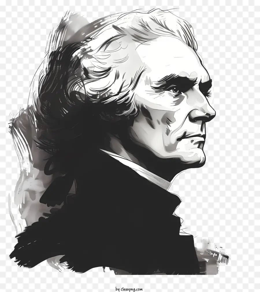Thomas Jefferson，Dessin Noir Et Blanc PNG