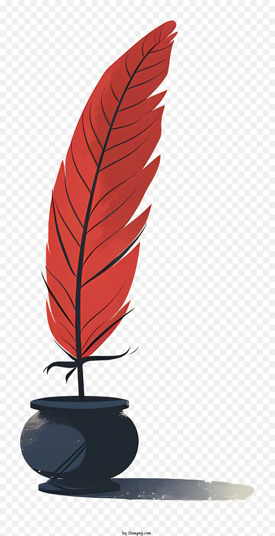 Encrier à Plume，Plume Rouge PNG