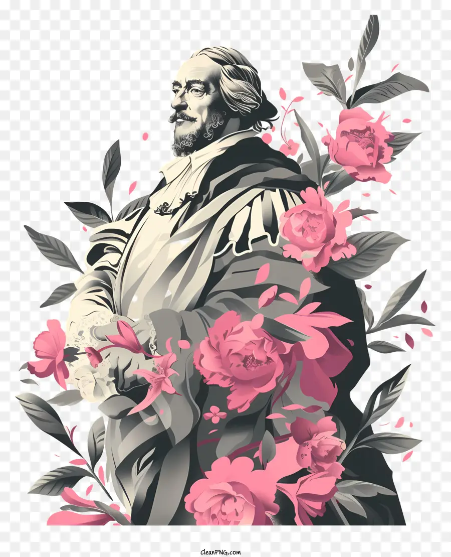Shakespeare，Homme Tenant Des Fleurs PNG