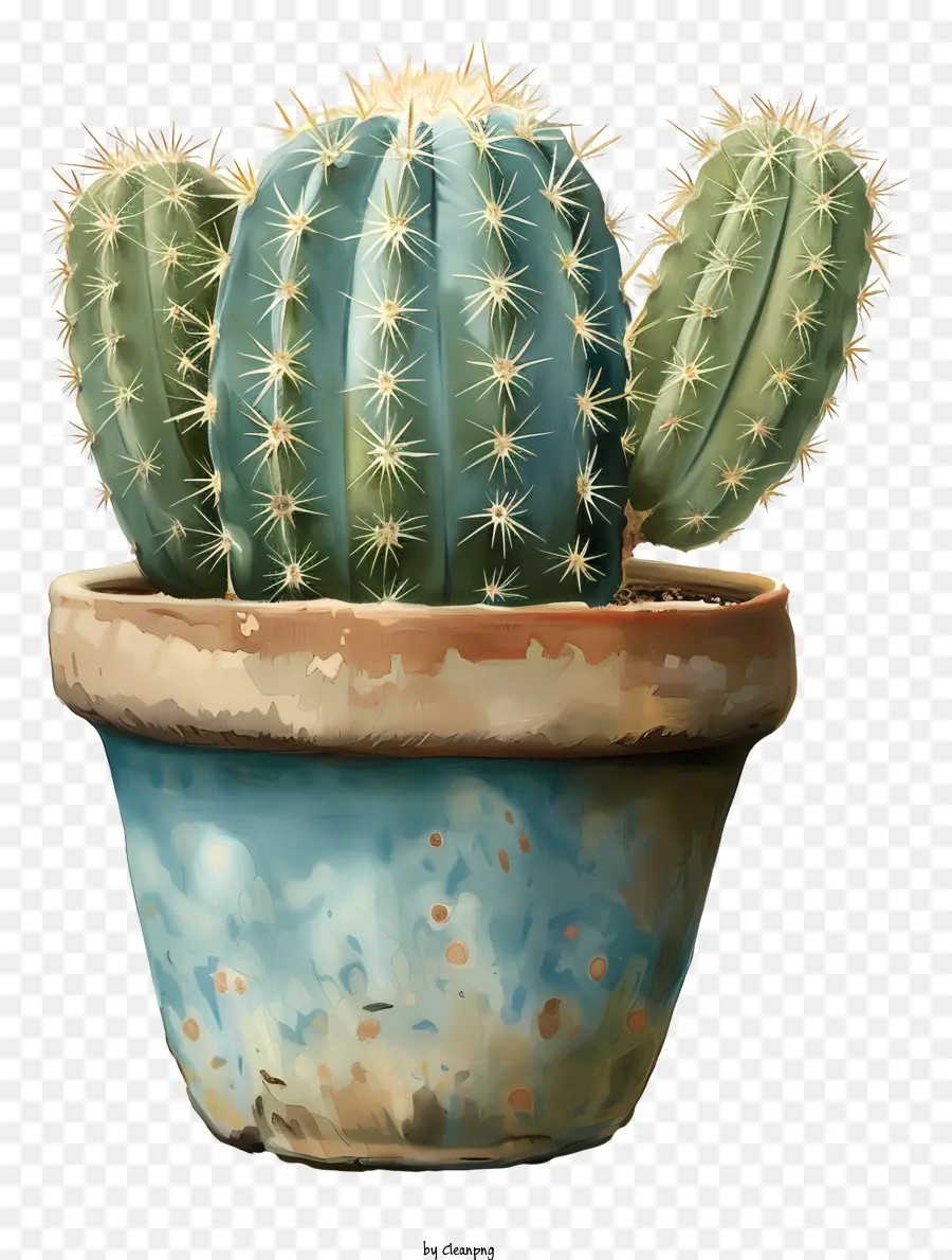 Cactus En Pot，Pot En Terre Cuite PNG