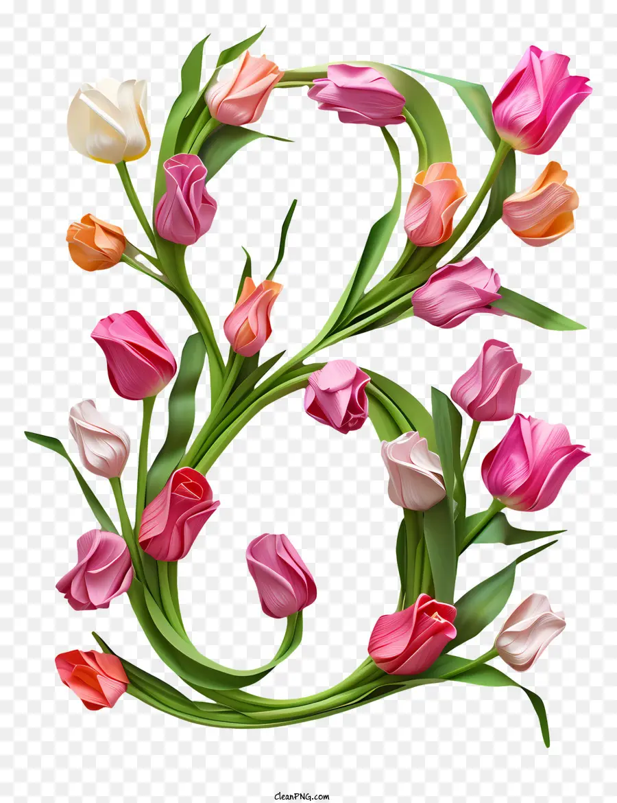 Numéro De Floral Huit，Majuscules Tulip PNG