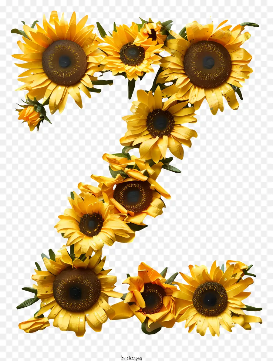 Lettre Florale Z，Art De Tournesol PNG