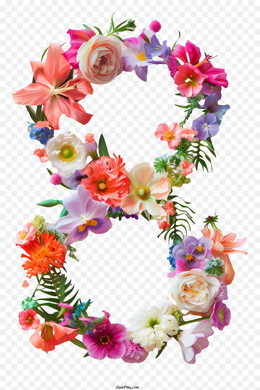 Numéro Huit Floral，Fleur Numéro Huit PNG