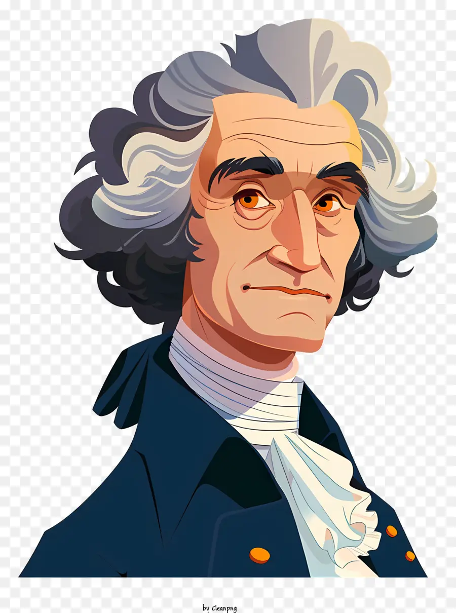 Thomas Jefferson，Cheveux Blancs Bouclés PNG