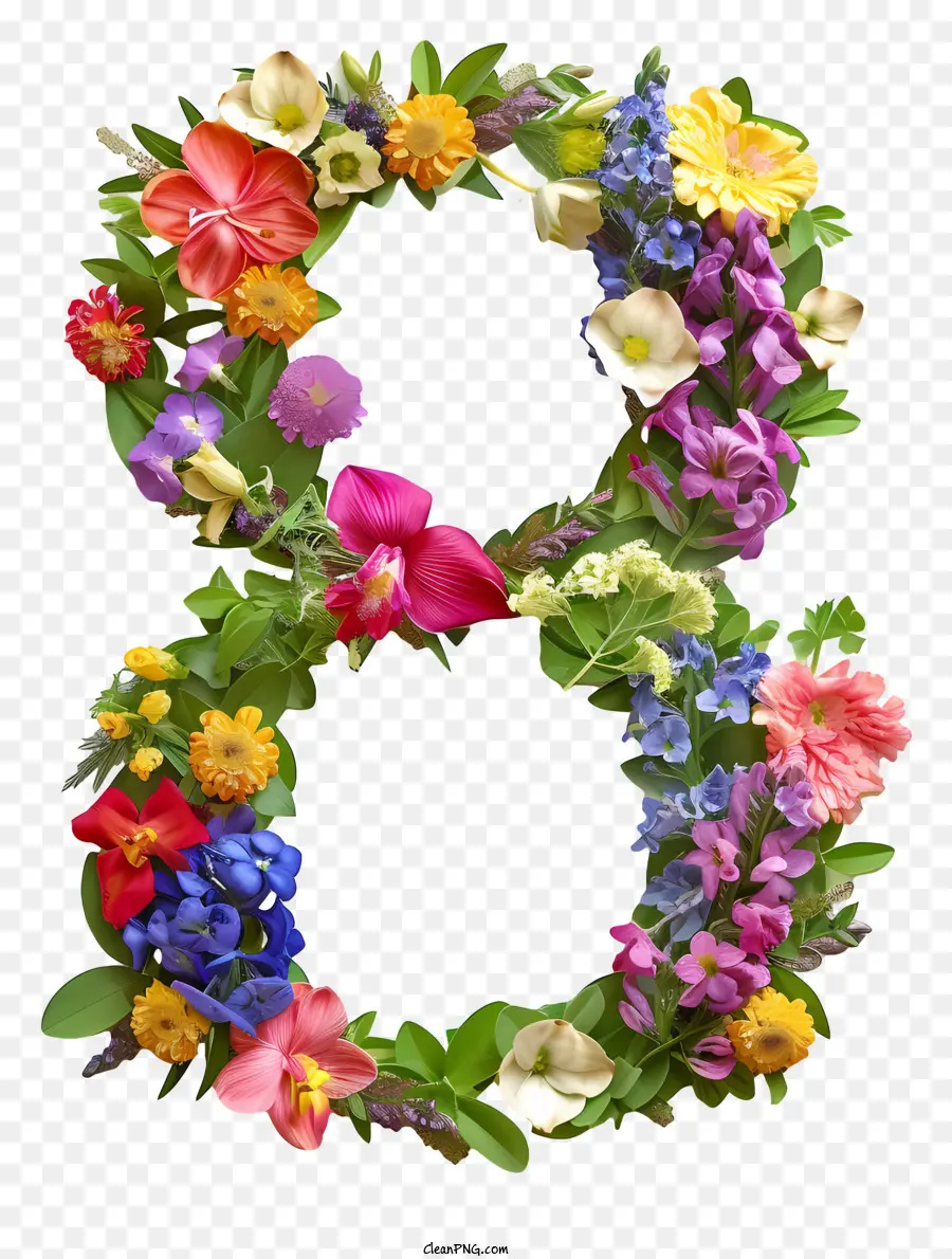 Numéro Huit，L'art Floral PNG